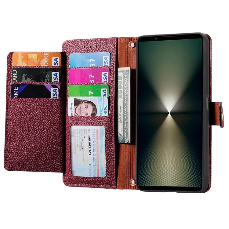 For Sony Xperia 1 VI Case RFID Blocking Zipper Flip Leather Phone Cover