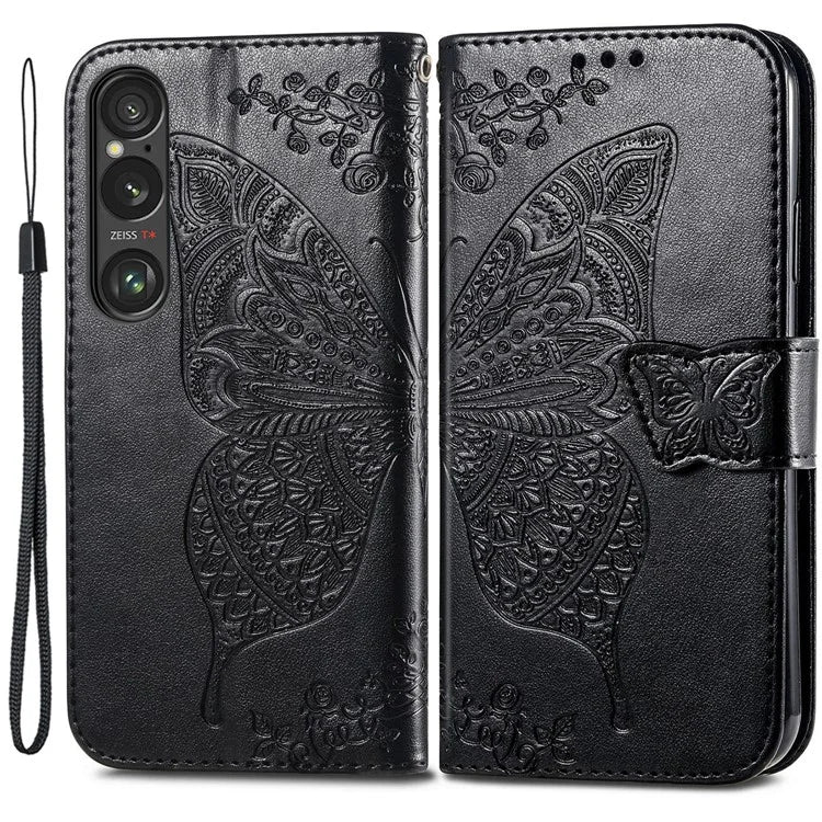 For Sony Xperia 1 VI Case Butterfly Pattern PU Leather Flip Phone Cover