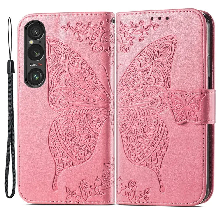 For Sony Xperia 1 VI Case Butterfly Pattern PU Leather Flip Phone Cover