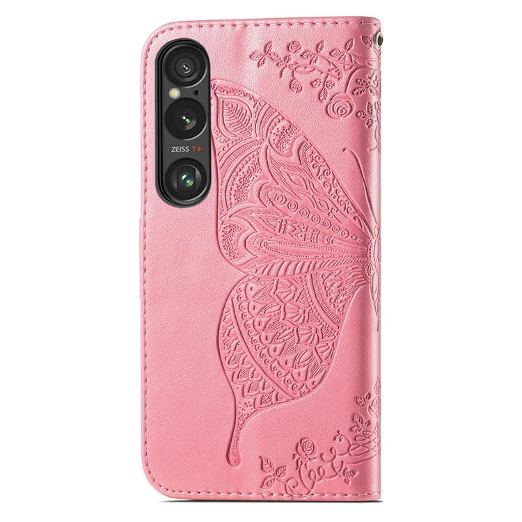 For Sony Xperia 1 VI Case Butterfly Pattern PU Leather Flip Phone Cover