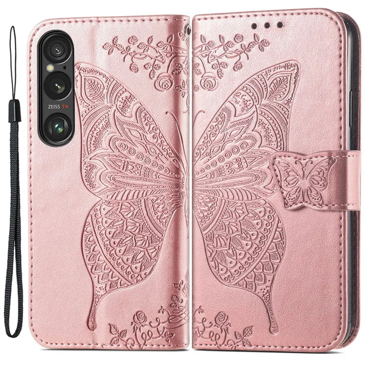 For Sony Xperia 1 VI Case Butterfly Pattern PU Leather Flip Phone Cover
