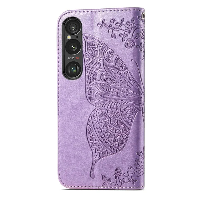 For Sony Xperia 1 VI Case Butterfly Pattern PU Leather Flip Phone Cover