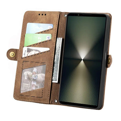 For Sony Xperia 1 VI Case Zipper Wallet Geometry Leather Phone Cover