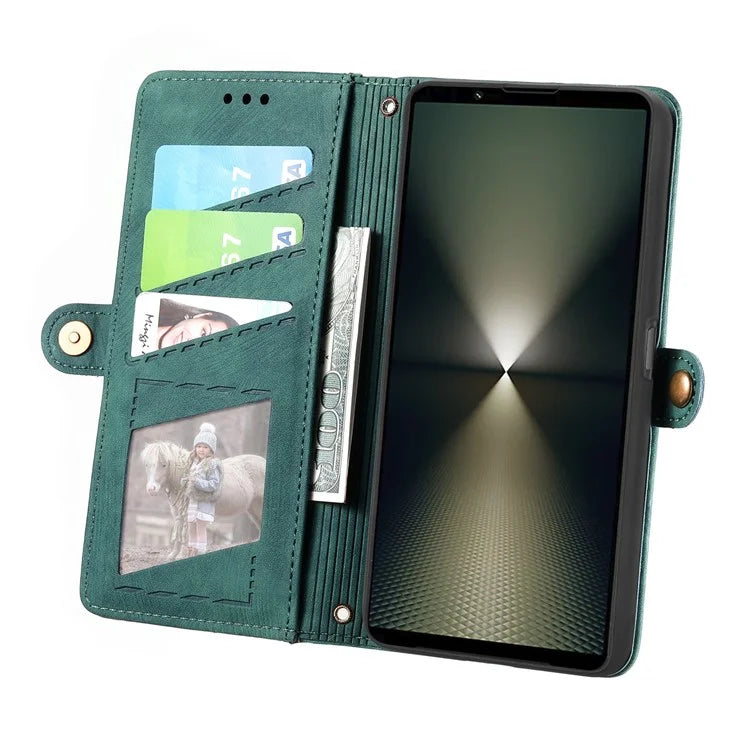 For Sony Xperia 1 VI Case Zipper Wallet Geometry Leather Phone Cover
