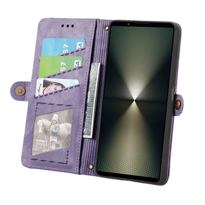 For Sony Xperia 1 VI Case Zipper Wallet Geometry Leather Phone Cover
