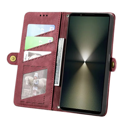 For Sony Xperia 1 VI Case Zipper Wallet Geometry Leather Phone Cover