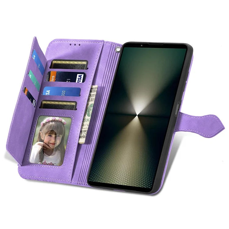 For Sony Xperia 1 VI Case Flower Zipper Flip Shockproof Leather Phone Cover