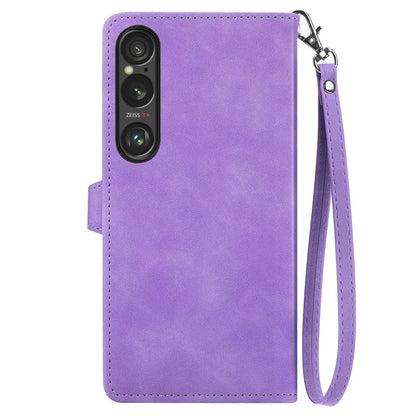 For Sony Xperia 1 VI Case Flower Zipper Flip Shockproof Leather Phone Cover
