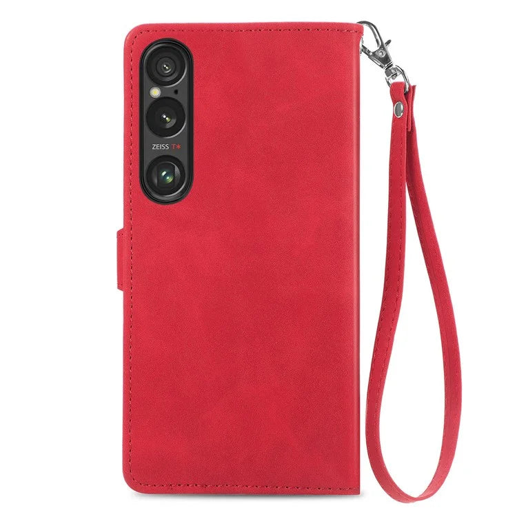 For Sony Xperia 1 VI Case Flower Zipper Flip Shockproof Leather Phone Cover
