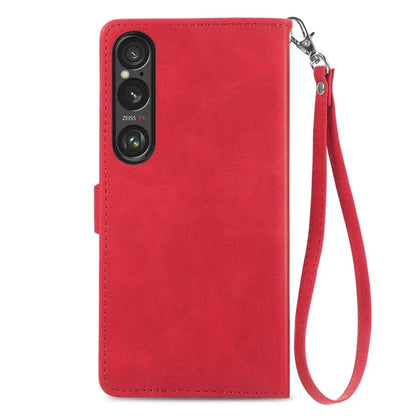For Sony Xperia 1 VI Case Flower Zipper Flip Shockproof Leather Phone Cover