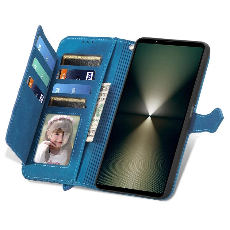 For Sony Xperia 1 VI Case Flower Zipper Flip Shockproof Leather Phone Cover