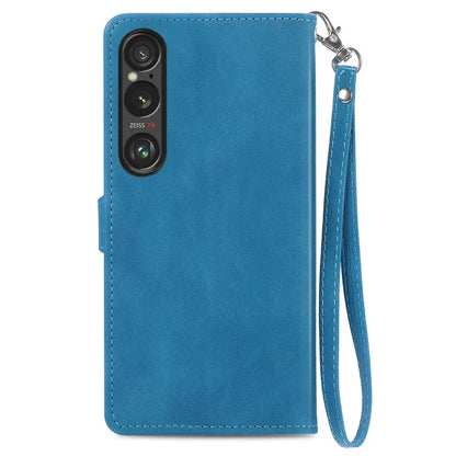 For Sony Xperia 1 VI Case Flower Zipper Flip Shockproof Leather Phone Cover