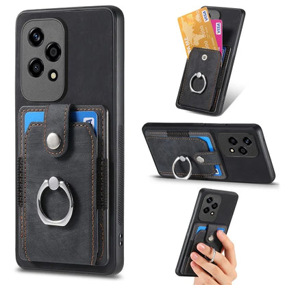D2 for Honor 200 Lite Case Card Slots Retro PU+TPU Cover with Kickstand
