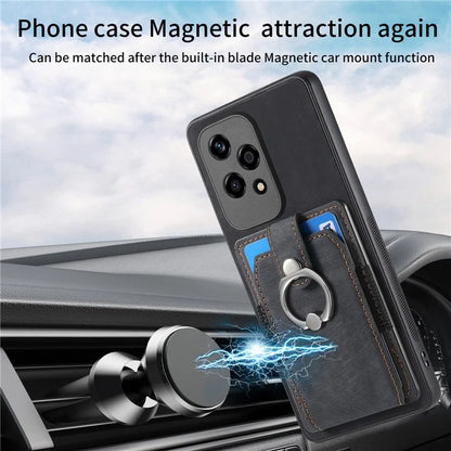 D2 for Honor 200 Lite Case Card Slots Retro PU+TPU Cover with Kickstand