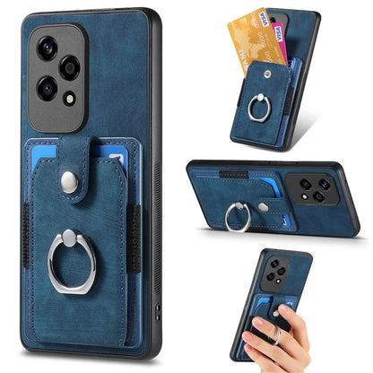 D2 for Honor 200 Lite Case Card Slots Retro PU+TPU Cover with Kickstand