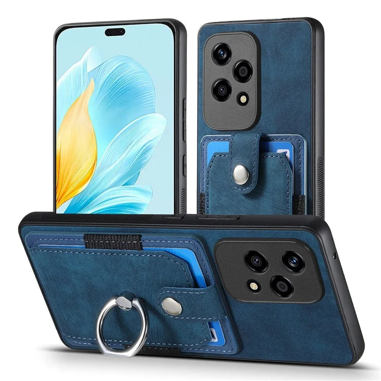 D2 for Honor 200 Lite Case Card Slots Retro PU+TPU Cover with Kickstand