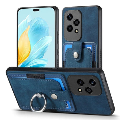 D2 for Honor 200 Lite Case Card Slots Retro PU+TPU Cover with Kickstand