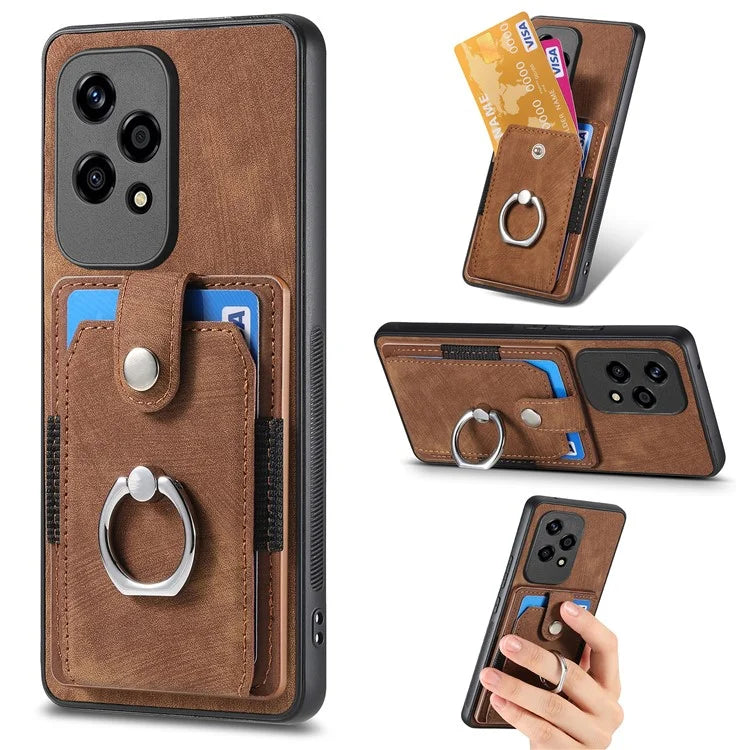 D2 for Honor 200 Lite Case Card Slots Retro PU+TPU Cover with Kickstand