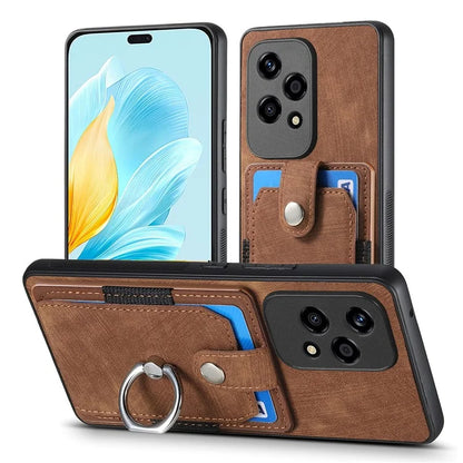 D2 for Honor 200 Lite Case Card Slots Retro PU+TPU Cover with Kickstand