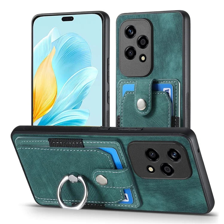 D2 for Honor 200 Lite Case Card Slots Retro PU+TPU Cover with Kickstand
