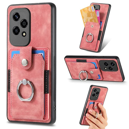 D2 for Honor 200 Lite Case Card Slots Retro PU+TPU Cover with Kickstand