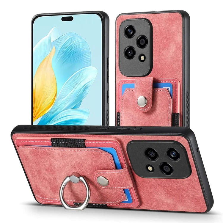 D2 for Honor 200 Lite Case Card Slots Retro PU+TPU Cover with Kickstand