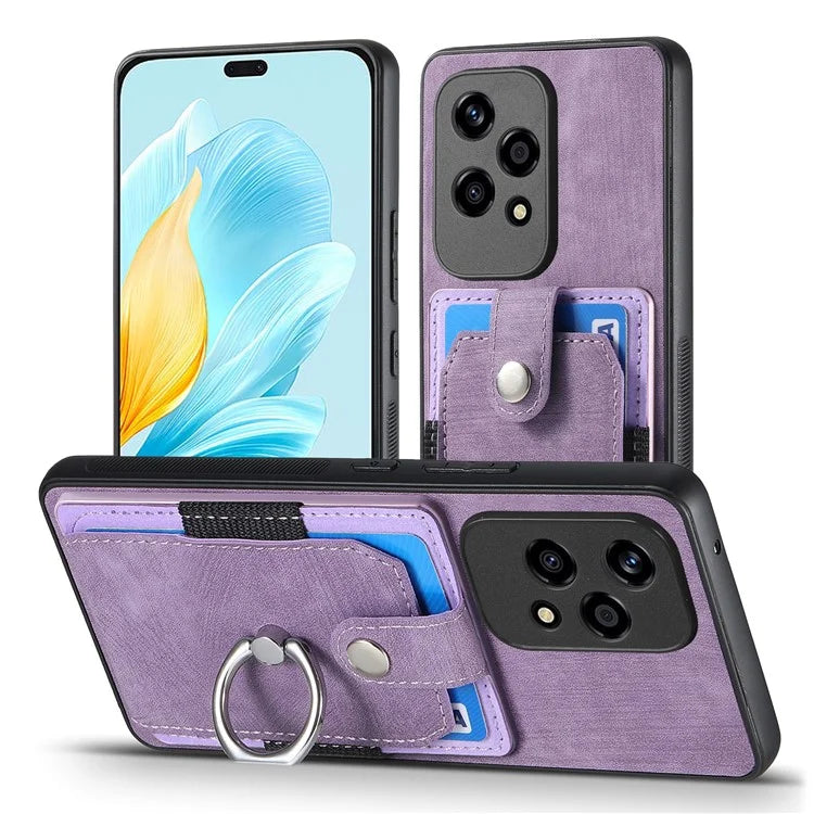 D2 for Honor 200 Lite Case Card Slots Retro PU+TPU Cover with Kickstand