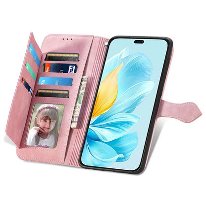 For Honor 200 Lite Case Zipper Wallet Leather Floral Phone Cover with Hand Strap