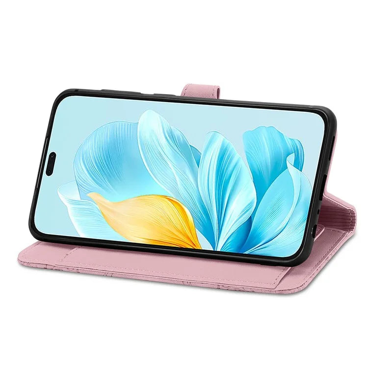For Honor 200 Lite Case Zipper Wallet Leather Floral Phone Cover with Hand Strap