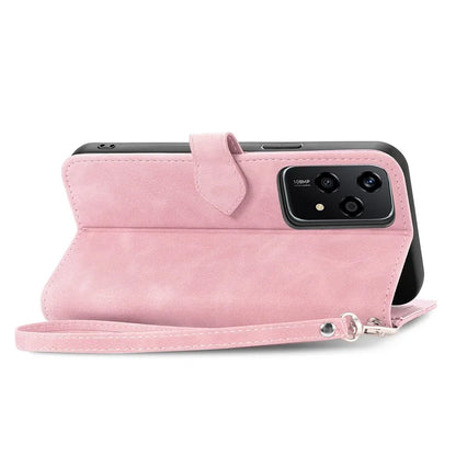 For Honor 200 Lite Case Zipper Wallet Leather Floral Phone Cover with Hand Strap