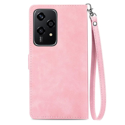 For Honor 200 Lite Case Zipper Wallet Leather Floral Phone Cover with Hand Strap
