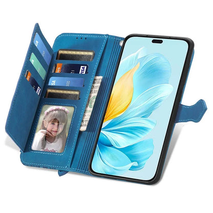 For Honor 200 Lite Case Zipper Wallet Leather Floral Phone Cover with Hand Strap