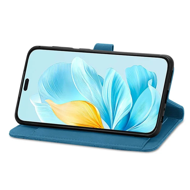 For Honor 200 Lite Case Zipper Wallet Leather Floral Phone Cover with Hand Strap