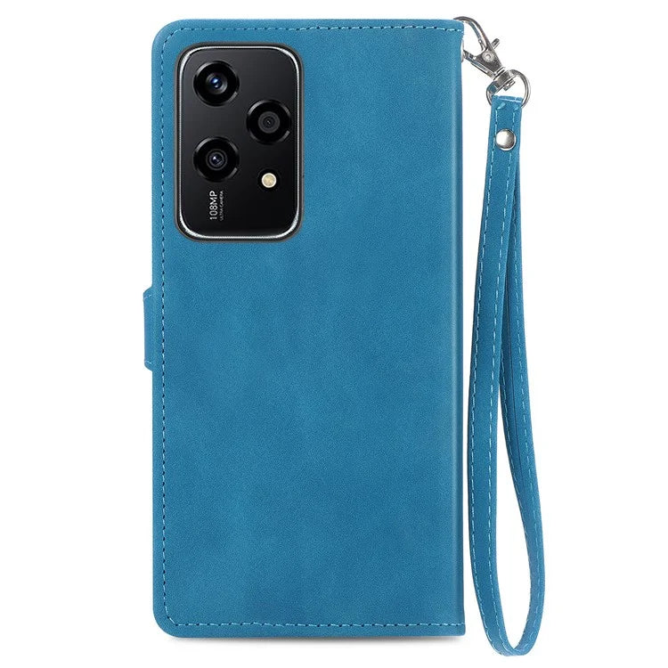 For Honor 200 Lite Case Zipper Wallet Leather Floral Phone Cover with Hand Strap