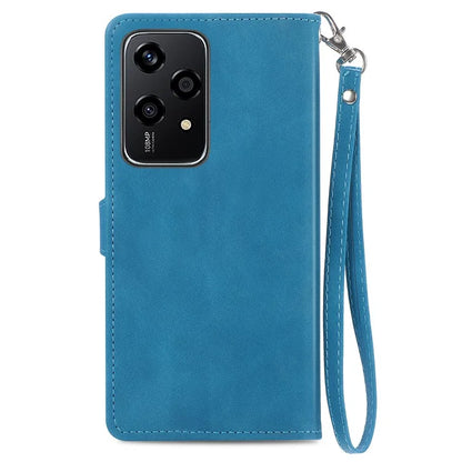 For Honor 200 Lite Case Zipper Wallet Leather Floral Phone Cover with Hand Strap