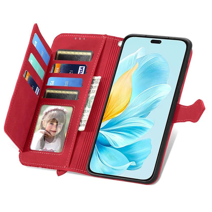 For Honor 200 Lite Case Zipper Wallet Leather Floral Phone Cover with Hand Strap