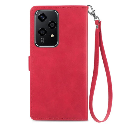 For Honor 200 Lite Case Zipper Wallet Leather Floral Phone Cover with Hand Strap