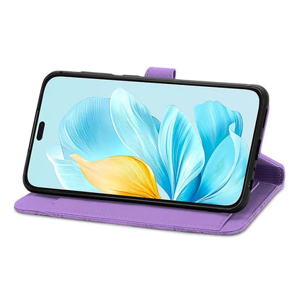For Honor 200 Lite Case Zipper Wallet Leather Floral Phone Cover with Hand Strap