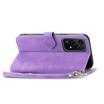 For Honor 200 Lite Case Zipper Wallet Leather Floral Phone Cover with Hand Strap