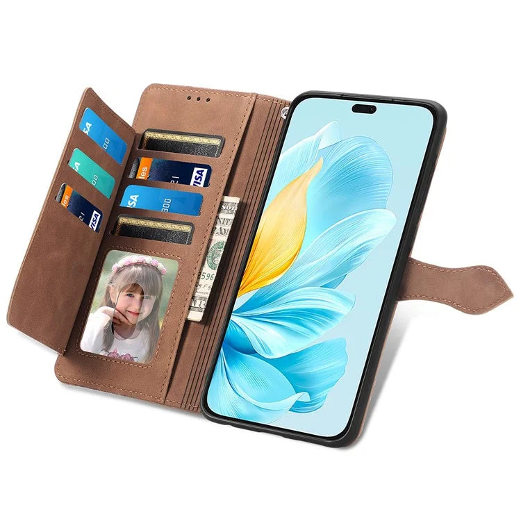 For Honor 200 Lite Case Zipper Wallet Leather Floral Phone Cover with Hand Strap