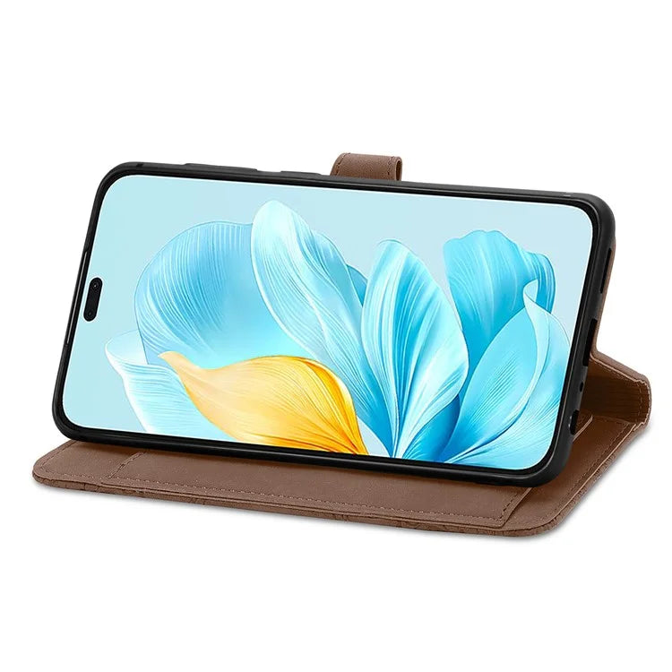For Honor 200 Lite Case Zipper Wallet Leather Floral Phone Cover with Hand Strap