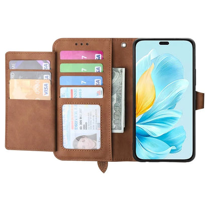 For Honor 200 Lite Case Zipper Wallet Leather Floral Phone Cover with Hand Strap