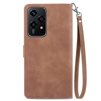 For Honor 200 Lite Case Zipper Wallet Leather Floral Phone Cover with Hand Strap