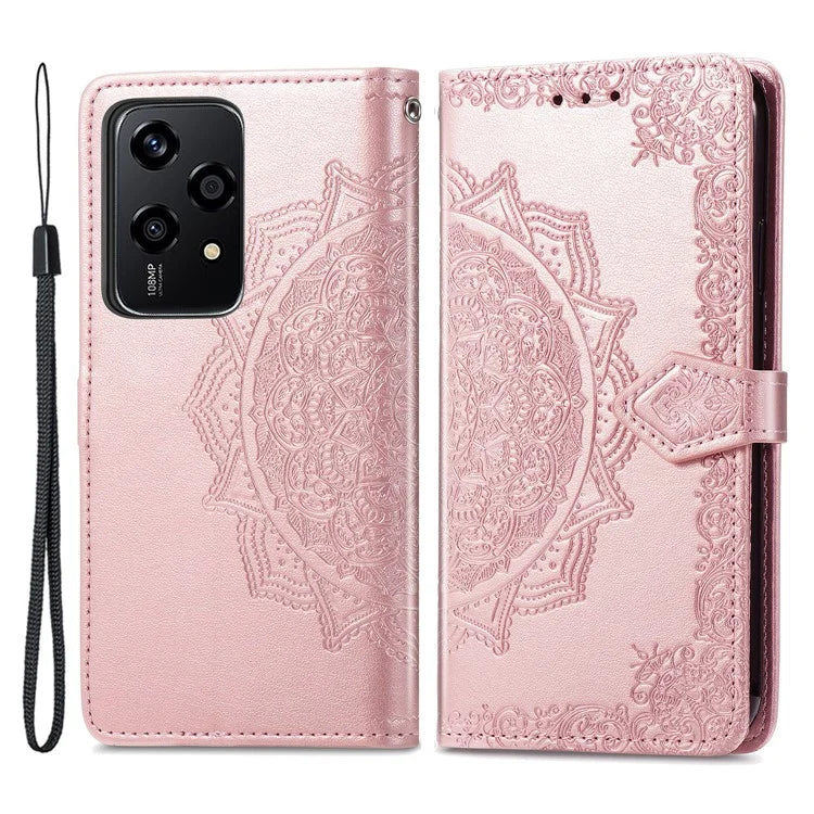 For Honor 200 Lite Case Stand Function Embossed Mandala Pattern PU Leather Phone Cover