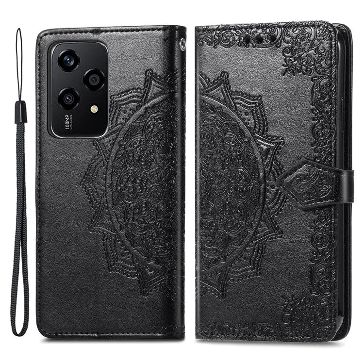 For Honor 200 Lite Case Stand Function Embossed Mandala Pattern PU Leather Phone Cover