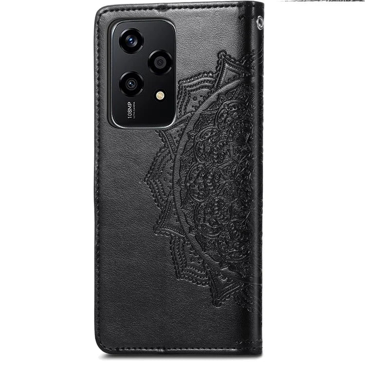 For Honor 200 Lite Case Stand Function Embossed Mandala Pattern PU Leather Phone Cover