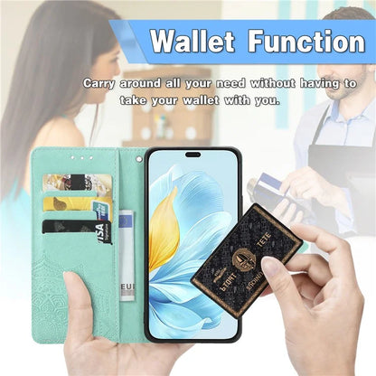 For Honor 200 Lite Case Stand Function Embossed Mandala Pattern PU Leather Phone Cover