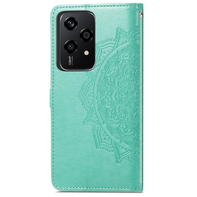 For Honor 200 Lite Case Stand Function Embossed Mandala Pattern PU Leather Phone Cover