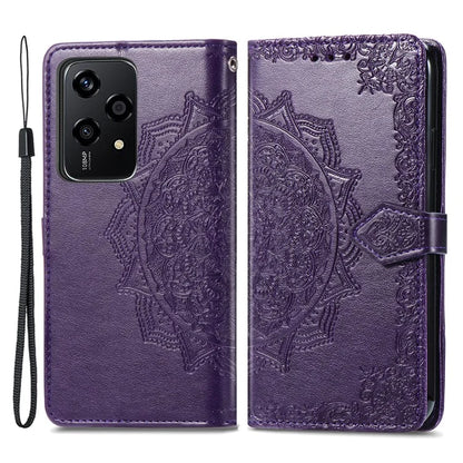 For Honor 200 Lite Case Stand Function Embossed Mandala Pattern PU Leather Phone Cover