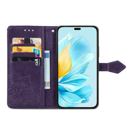 For Honor 200 Lite Case Stand Function Embossed Mandala Pattern PU Leather Phone Cover